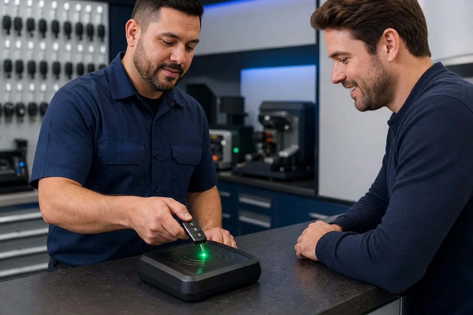 Chaveiro programando chaves e controles automotivos em Bagé.